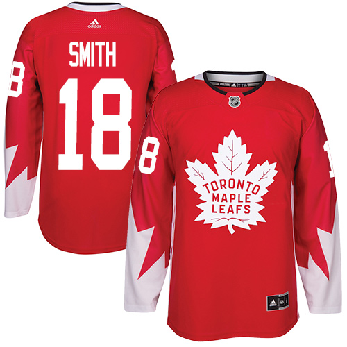 Men's Adidas Toronto Maple Leafs #18 Ben Smith Authentic Red Alternate NHL Jersey