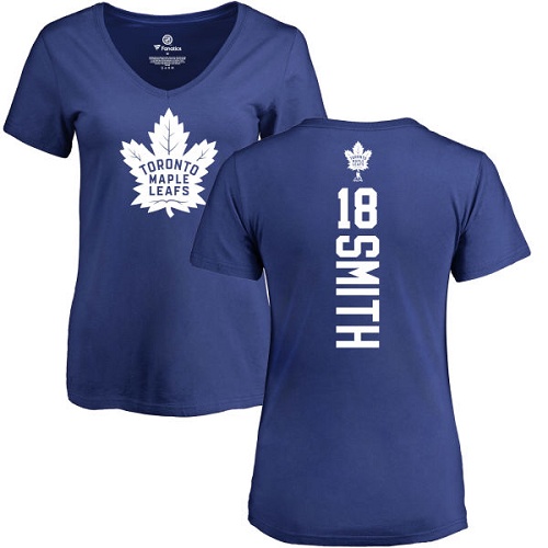 NHL Women's Adidas Toronto Maple Leafs #18 Ben Smith Royal Blue Backer T-Shirt