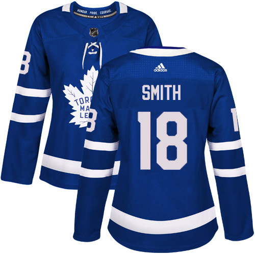 Women's Adidas Toronto Maple Leafs #18 Ben Smith Authentic Royal Blue Home NHL Jersey