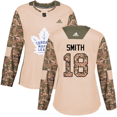 Women's Adidas Toronto Maple Leafs #18 Ben Smith Authentic Camo Veterans Day Practice NHL Jersey