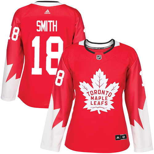 Women's Adidas Toronto Maple Leafs #18 Ben Smith Authentic Red Alternate NHL Jersey