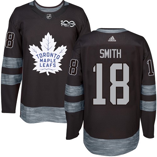 Men's Adidas Toronto Maple Leafs #18 Ben Smith Authentic Black 1917-2017 100th Anniversary NHL Jersey