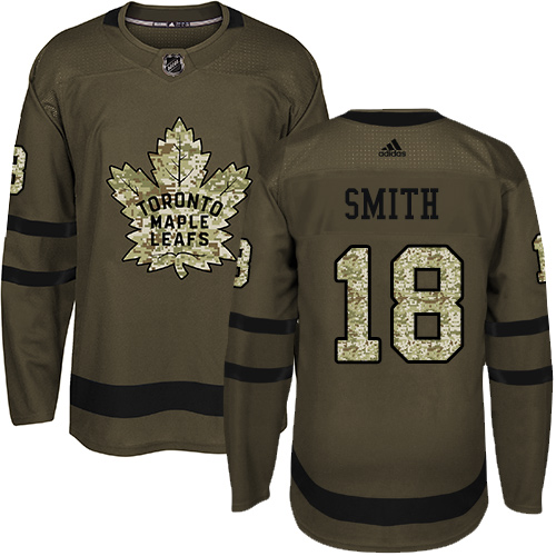 Men's Adidas Toronto Maple Leafs #18 Ben Smith Authentic Green Salute to Service NHL Jersey