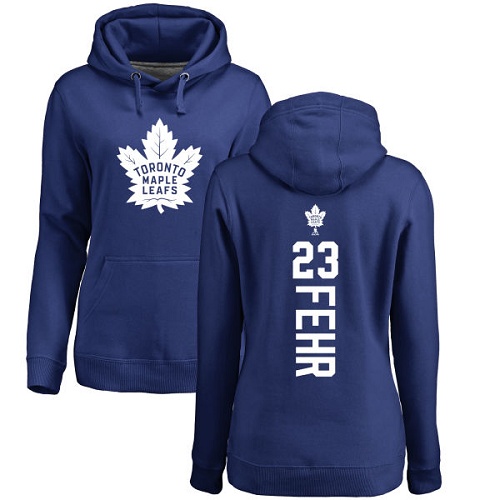 NHL Women's Adidas Toronto Maple Leafs #23 Eric Fehr Royal Blue Backer Pullover Hoodie