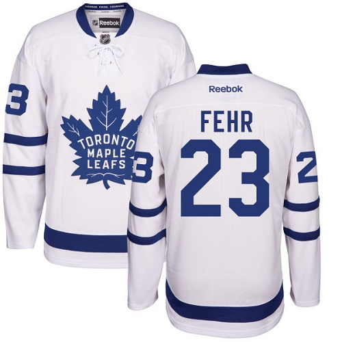 Youth Reebok Toronto Maple Leafs #23 Eric Fehr Authentic White Away NHL Jersey