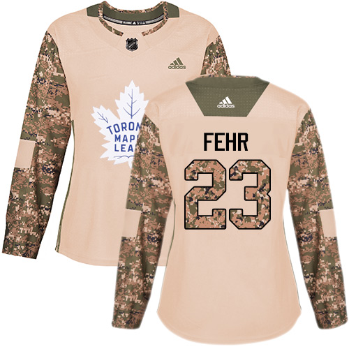 Women's Adidas Toronto Maple Leafs #23 Eric Fehr Authentic Camo Veterans Day Practice NHL Jersey