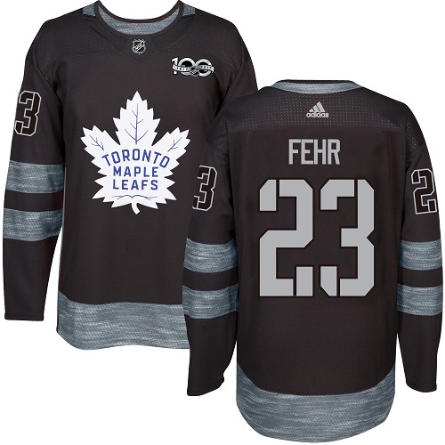 Men's Adidas Toronto Maple Leafs #23 Eric Fehr Premier Black 1917-2017 100th Anniversary NHL Jersey