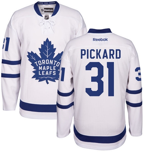 Men's Reebok Toronto Maple Leafs #31 Calvin Pickard Authentic White Away NHL Jersey