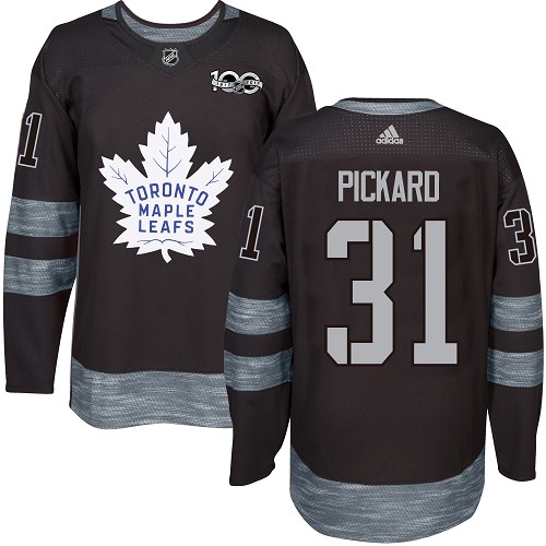 Men's Adidas Toronto Maple Leafs #31 Calvin Pickard Authentic Black 1917-2017 100th Anniversary NHL Jersey