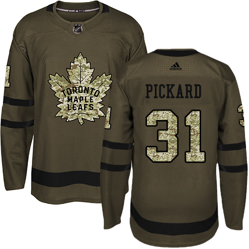 Men's Adidas Toronto Maple Leafs #31 Calvin Pickard Authentic Green Salute to Service NHL Jersey