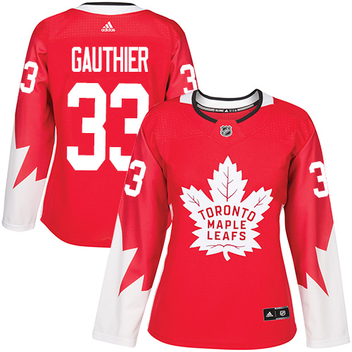 Women's Adidas Toronto Maple Leafs #33 Frederik Gauthier Authentic Red Alternate NHL Jersey