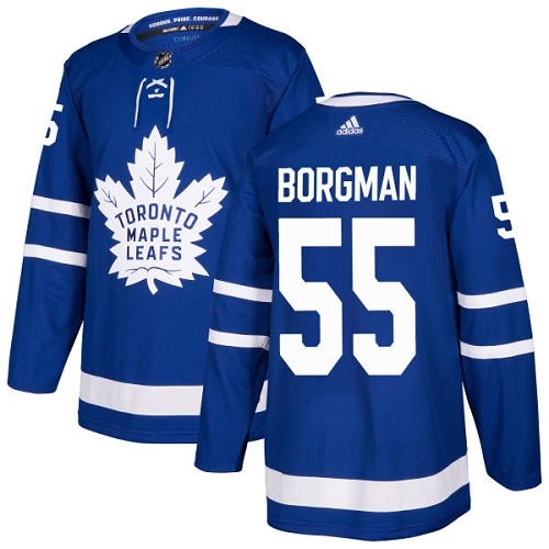 Men's Adidas Toronto Maple Leafs #55 Andreas Borgman Authentic Royal Blue Home NHL Jersey