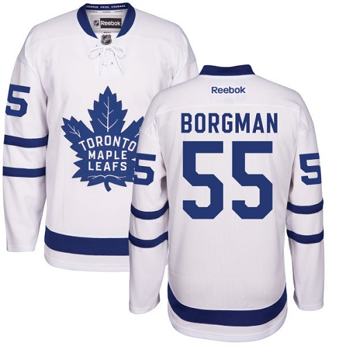 Men's Reebok Toronto Maple Leafs #55 Andreas Borgman Authentic White Away NHL Jersey