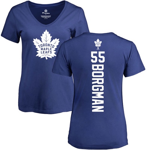 NHL Women's Adidas Toronto Maple Leafs #55 Andreas Borgman Royal Blue Backer T-Shirt