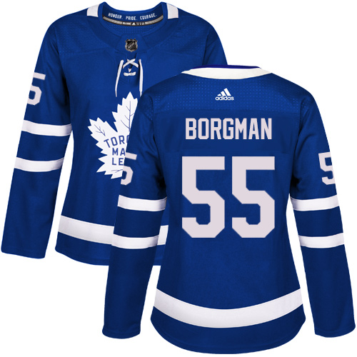 Women's Adidas Toronto Maple Leafs #55 Andreas Borgman Authentic Royal Blue Home NHL Jersey