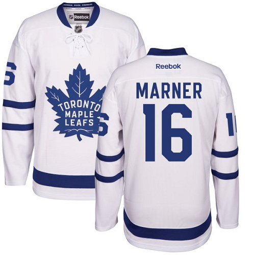 Men's Reebok Toronto Maple Leafs #16 Mitchell Marner Authentic White Away NHL Jersey