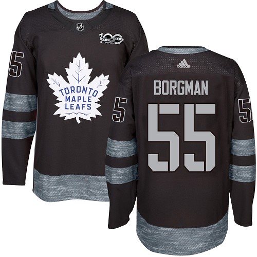 Men's Adidas Toronto Maple Leafs #55 Andreas Borgman Authentic Black 1917-2017 100th Anniversary NHL Jersey