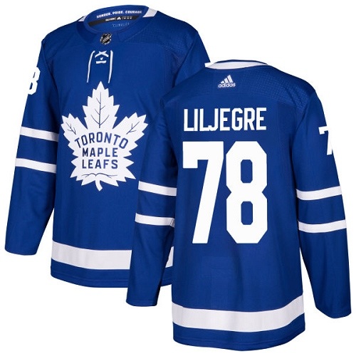 Men's Adidas Toronto Maple Leafs #78 Timothy Liljegre Authentic Royal Blue Home NHL Jersey