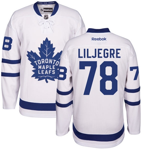 Men's Reebok Toronto Maple Leafs #78 Timothy Liljegre Authentic White Away NHL Jersey