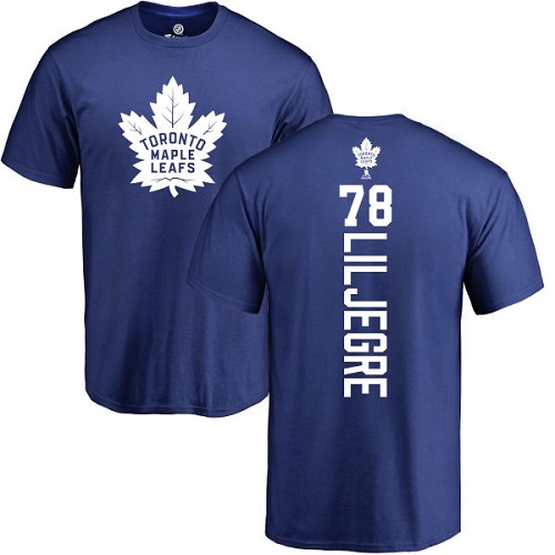 NHL Adidas Toronto Maple Leafs #78 Timothy Liljegre Royal Blue Backer T-Shirt