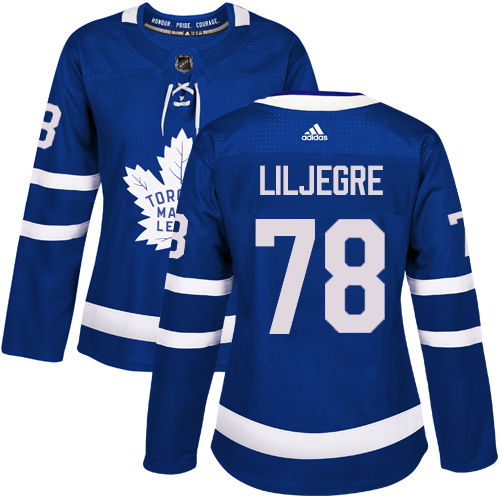 Women's Adidas Toronto Maple Leafs #78 Timothy Liljegre Authentic Royal Blue Home NHL Jersey