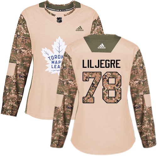Women's Adidas Toronto Maple Leafs #78 Timothy Liljegre Authentic Camo Veterans Day Practice NHL Jersey