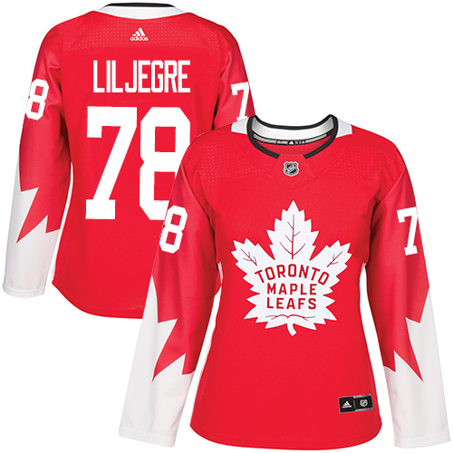 Women's Adidas Toronto Maple Leafs #78 Timothy Liljegre Authentic Red Alternate NHL Jersey
