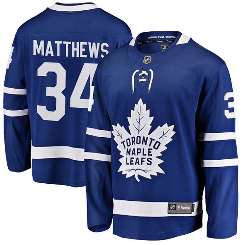 Men's Toronto Maple Leafs #34 Auston Matthews Authentic Royal Blue Home Fanatics Branded Breakaway NHL Jersey