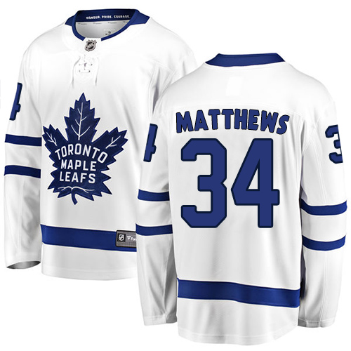 Men's Toronto Maple Leafs #34 Auston Matthews Authentic White Away Fanatics Branded Breakaway NHL Jersey