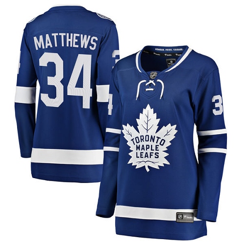Women's Toronto Maple Leafs #34 Auston Matthews Authentic Royal Blue Home Fanatics Branded Breakaway NHL Jersey
