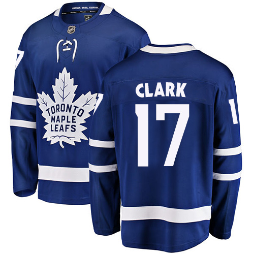 Men's Toronto Maple Leafs #17 Wendel Clark Authentic Royal Blue Home Fanatics Branded Breakaway NHL Jersey