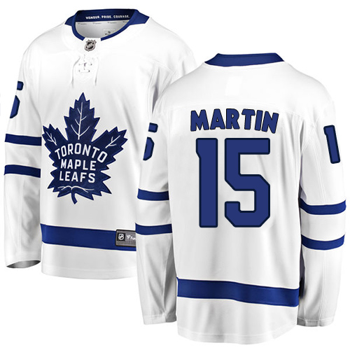 Men's Toronto Maple Leafs #15 Matt Martin Authentic White Away Fanatics Branded Breakaway NHL Jersey