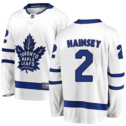 Men's Toronto Maple Leafs #2 Ron Hainsey Authentic White Away Fanatics Branded Breakaway NHL Jersey