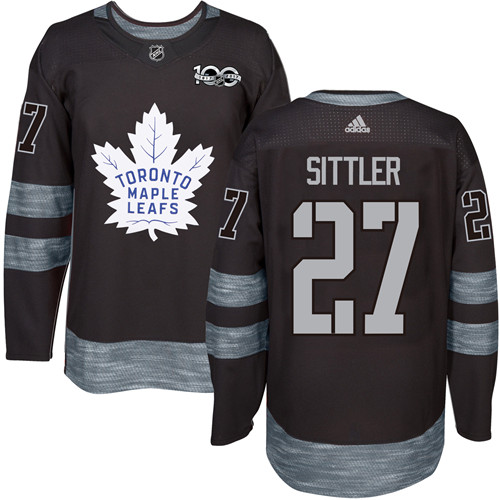 Men's Adidas Toronto Maple Leafs #27 Darryl Sittler Premier Black 1917-2017 100th Anniversary NHL Jersey