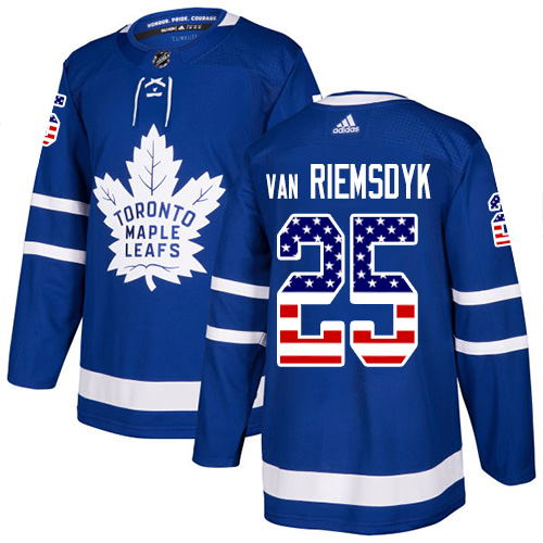 Men's Adidas Toronto Maple Leafs #25 James Van Riemsdyk Authentic Royal Blue USA Flag Fashion NHL Jersey