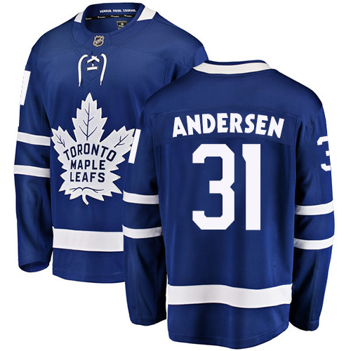 Youth Toronto Maple Leafs #31 Frederik Andersen Authentic Royal Blue Home Fanatics Branded Breakaway NHL Jersey