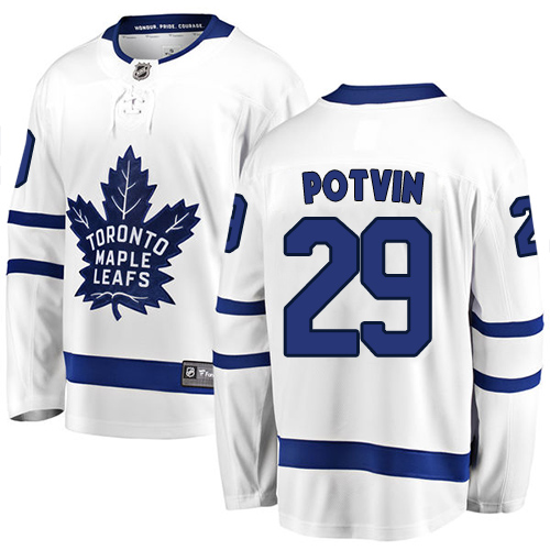 Men's Toronto Maple Leafs #29 Felix Potvin Authentic White Away Fanatics Branded Breakaway NHL Jersey