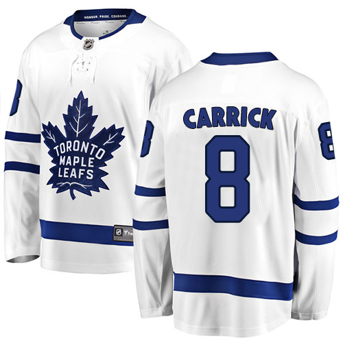 Men's Toronto Maple Leafs #8 Connor Carrick Authentic White Away Fanatics Branded Breakaway NHL Jersey