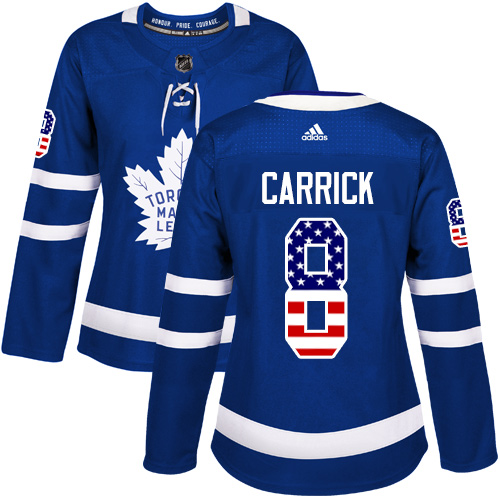 Women's Adidas Toronto Maple Leafs #8 Connor Carrick Authentic Royal Blue USA Flag Fashion NHL Jersey