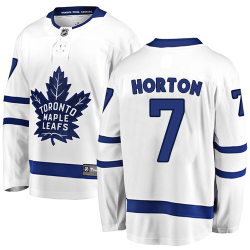 Men's Toronto Maple Leafs #7 Tim Horton Authentic White Away Fanatics Branded Breakaway NHL Jersey