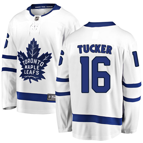 Youth Toronto Maple Leafs #16 Darcy Tucker Authentic White Away Fanatics Branded Breakaway NHL Jersey