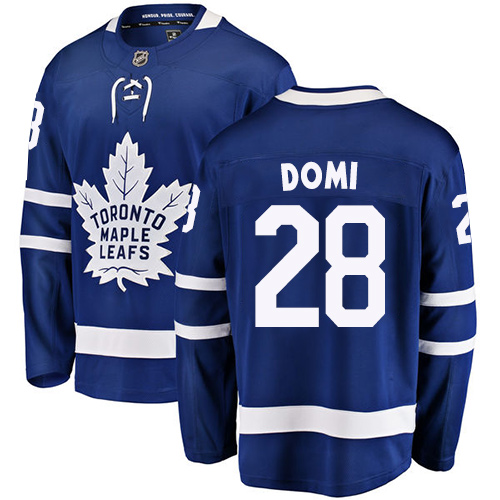 Men's Toronto Maple Leafs #28 Tie Domi Authentic Royal Blue Home Fanatics Branded Breakaway NHL Jersey