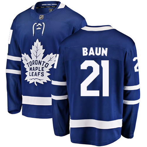 Men's Toronto Maple Leafs #21 Bobby Baun Authentic Royal Blue Home Fanatics Branded Breakaway NHL Jersey
