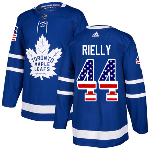 Men's Adidas Toronto Maple Leafs #44 Morgan Rielly Authentic Royal Blue USA Flag Fashion NHL Jersey