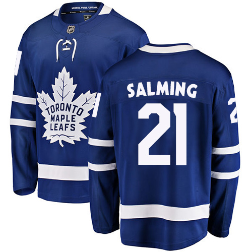 Youth Toronto Maple Leafs #21 Borje Salming Authentic Royal Blue Home Fanatics Branded Breakaway NHL Jersey