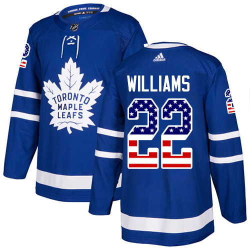 Men's Adidas Toronto Maple Leafs #22 Tiger Williams Authentic Royal Blue USA Flag Fashion NHL Jersey