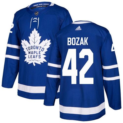Men's Adidas Toronto Maple Leafs #42 Tyler Bozak Authentic Royal Blue Home NHL Jersey