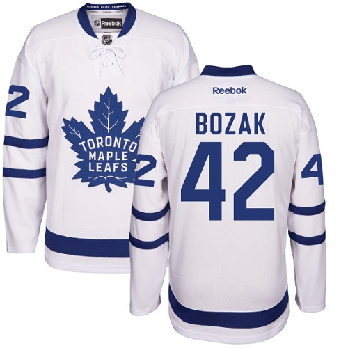 Men's Reebok Toronto Maple Leafs #42 Tyler Bozak Authentic White Away NHL Jersey