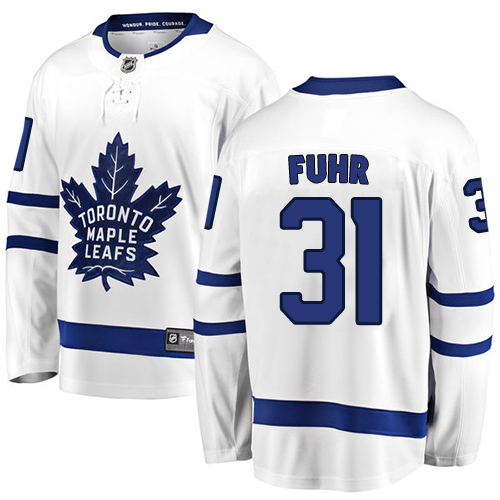 Men's Toronto Maple Leafs #31 Grant Fuhr Authentic White Away Fanatics Branded Breakaway NHL Jersey