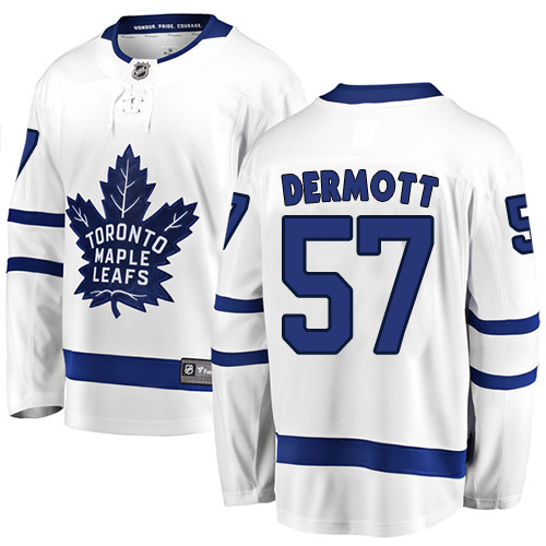 Men's Toronto Maple Leafs #57 Travis Dermott Authentic White Away Fanatics Branded Breakaway NHL Jersey